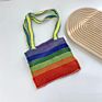Kids Travel Handbag Messenger Bag Rainbow Bars and Clouds Wool Knitted Bag for Children