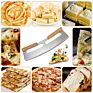 Kingforce Kitchen Mezzaluna Cover Blade Mezzaluna Chopper Knife Pizza Cutter Slicer Knife with Double Wooden Handle
