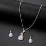 Korean Set Jewelry 925 Diamond-Studded All-Match Alloy Claw Chain Necklace Earrings Pearl Necklace Two-Piece Set