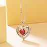 Krkc Women Jewelry 925 Sterling Silver 18K White Rose Gold Plated Garnet Gemstone Heart Shape Pendant Heart Necklaces