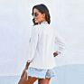 Lace Collar Stitching Blouse Women Spring Slim White Color Blouse Crop Short Tops Outerwear