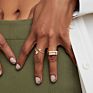 Ladies Baguette Zircon Ring Jewelry 18K Gold Plated Stainless Steel Finger Rings for Women Non Tarnish