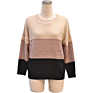 Ladies Color Block Crew Neck Long Sleeve Women Sweater