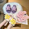 Ladies House Plush Slippers Anti-Slip Warm Flat Soft-Soled Slippers for Women