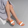 Ladies Slippers Flat Heel Set Foot Casual Sandals Metal Flat Slippers Women