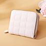 Ladies Solid Folding Zip Plaid Coin Purse Clutch Small Plain Pu Leather Card Holder Wallet Leather