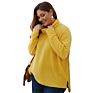 Ladies Super Size Long Sleeve Turndown Collar Loose Casual Plain Colors Office Blouses Clothes for Women