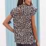Ladies Vintage Chic Leopard Print Top and Blouses Shirts Women Short Sleeve Chiffon Blouse Women Tops Female Blusas