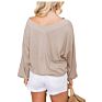 Ladies Waffle Knit Tunic Tops Loose Pullovers Long Sleeve V Neck Shirts Women Clothes