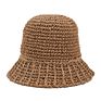 Lady Foldable Hand Crochet Paper Straw Bucket Sun Hat for Beach Daily Resort Holiday Uv Protection