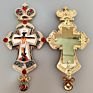 Latest Greek Gold and Black Gun Plated Alloy Orthodox Russian Pectoral Cross with Jesus Icon Necklace