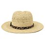 Leisure Men Women Sun Leopard Belt Decoration Panama Jazz Hat Handmade Natural Raffia Grass Straw Fedoras Hat