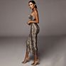 Leopard Print Sleeveless V-Neck Midi Women Dress Spring Women Streetwear Christmas Party Outfits