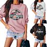 Letter Print Crewneck Sweatshirt Fall Dinosaur Head Graphic Women Hoodies Pullover Clothes