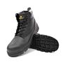 Light Genuine Leather Black Mid Cut Safety Shoes with Steel Toe for Man