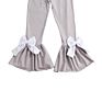 Little Girl Fall Clothes Pure White Cotton Hi Low Ruffles Shirts with Grey Bell Bottoms Girl Boutique Baby Clothes