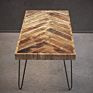 Living Rustic Farmhouse Mid Century Modern Fusion Mango Wood Top and Iron Hairpin Legs Chevron Pattern Rectangular Accent Coffee