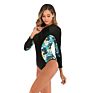 Long-Sleeved Sunscreen Zipper High-Neck One-Piece Triangle Print Swimsuit