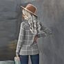 Long-Sleeved Sweater Women's Autumn and Plaid Stitching Buttons Decorated Irregular Hem Knitwear