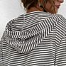 Luoqi Autumn Women's Pull over Striped Hoodies Embroidered Sweatshirt