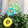 Luxury Jewelry Peace Buckle Pendant Colorful Jade round Pendant Peace Sign Charms Necklace Women Charm