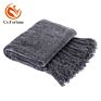Luxury Soft Solid Color Sofa Hand Made Woven Chenille Blanket with Tassels