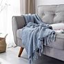 Luxury Throw Blanket Woven Knit Blanket Cozy 100% Cotton Decorative Blanket with Tassels for Couch Bed Sofa 130X170Cm