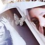Luxury Women Finger Jewelry Statement Zircon Large Hollow Out Butterfly Shaped Open Adjustable Ring