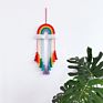 Macrame Rainbow Wall Hanging Handmade Rope Woven Tassel Wall Art for Boho Home Decor Party Supplies