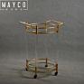 Mayco Kitchen Gold Metal Push Bar Wine Holder Serving Cart Trolley with Tempered Glass