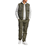 Men Straight Fit High Shrunk Cargo Pants Nylon Track Pants with Multi Pockets