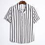 Men Striped Shirt Casual Lapel Neck Short Sleeve Button Shirt Chic Loose Blouse