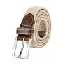 Men Women Casual Knitted Pin Buckle Belt Woven Canvas Elastic Expandable Braided Stretch Belts Plain Strap