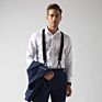 Men's Button End Suspenders 3.5*125Cm Y-Back Adjustable Elastic Tuxedo Suspenders