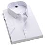 Men's Classic Fit Solid Dress Shirt Short Sleeve for Men Spread Collar White Shirt Men Fitness Formal Dress Shirts