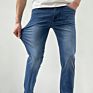 Mens Jeans Denim Pants Slim Straight Dark Blue Regular Fit Leisure Long Trousers Comfortable Tapered Pants Jean Men