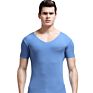 Men's Thin Short Sleeve V Neck T Shirts for Men Solid Color Tight Bottomed Shirt Slim Seamless Underwear Modal