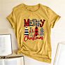 Merry Christmas Colorful Trees Printed T-Shirts Women Shirts for Women Casual Aesthetic Clothes Crew Neck Ladies Top Female