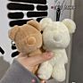 Milk Tea Bear Cute Color Matching Plush Doll Keychain Motorcycle Little Gifts Schoolbag Pendant