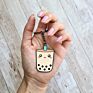 Milk Tea Cup Key Chain Enamel Bubble Tea Keyring Keychain