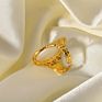 Minimalism 18K Gold Plated Stainless Steel Jewerly Rings Geometric Hollow Oval Hammer Opened Adjustable Rings