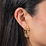Minimalist 18K Gold Plated Stainless Steel Gold Stud Chain Earrings Hypoallergenic Women Cuban Chain Hoop Earrings
