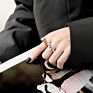 Minimalist Design 14K Gold Plating Croissant Open Ring Adjustable Textured Band Ring Geometric Open Rings for Girl Woman