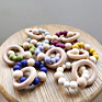 Mix Color Baby Teether Nursing Bracelet Silicone Beads Wooden Ring Wood Beads Teether