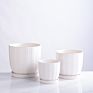 Modern 3 Set Planter Stand Plant Pots round Flower Plant Ceramic Tray for Indoor Outdoor Potted Home Decor Flower Stand