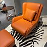 Modern Mid Century Leather Chaise Lounge Sofa Chair Armchair Accent Reclining Leisure Chair Office Living Room Chairs Furniture