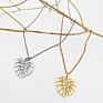 Monstera Plant Tropical Necklace Jowelri Minimalista Sets Stainless Steel De