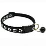 Multi Colors Paw Print Adjustable Nylon Pet Cat Dog Collar with Bell