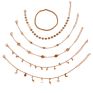 Multi Layers Lightning Star Moon Chain Feet Anklet Set Beach 6Pcs/Set Gold Plated round Beads Bracelet Anklet Set