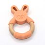 Mzl Cartoon Image Organic Silicone Bunny Teethers with Wood Ring